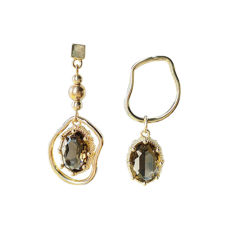 Asymmetrical Amber Crystal Earrings