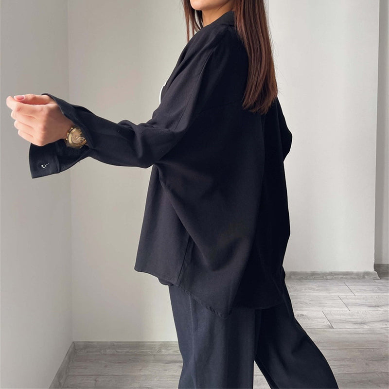 Women's Button-Down Lounge Set with Pockets