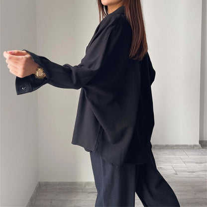 Women's Button-Down Lounge Set with Pockets