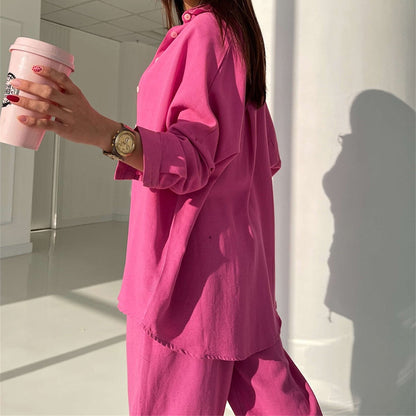 Women's Button-Down Lounge Set with Pockets