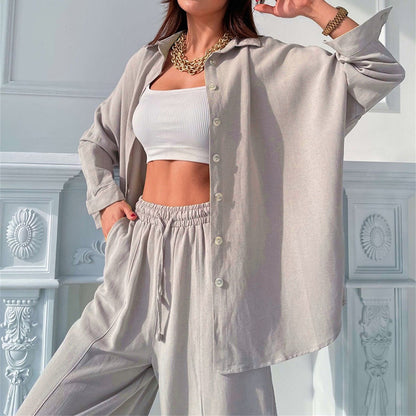 Women's Button-Down Lounge Set with Pockets