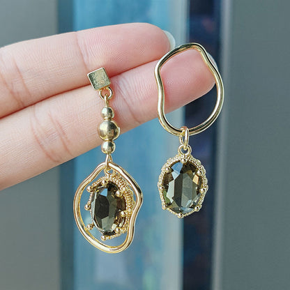 Asymmetrical Amber Crystal Earrings