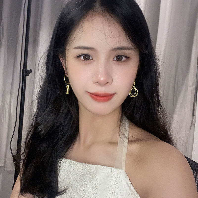 Asymmetrical Amber Crystal Earrings