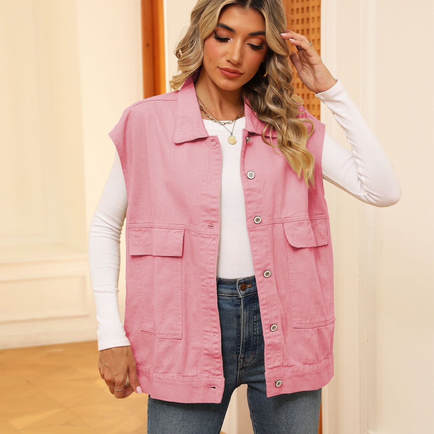 → Women's Denim Vest with Pockets