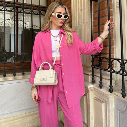 Women's Button-Down Lounge Set with Pockets