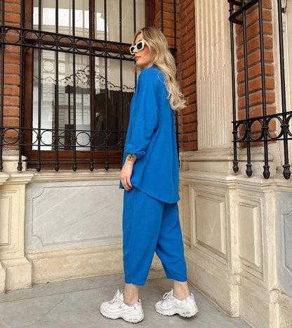 Women's Button-Down Lounge Set with Pockets