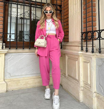 Women's Button-Down Lounge Set with Pockets