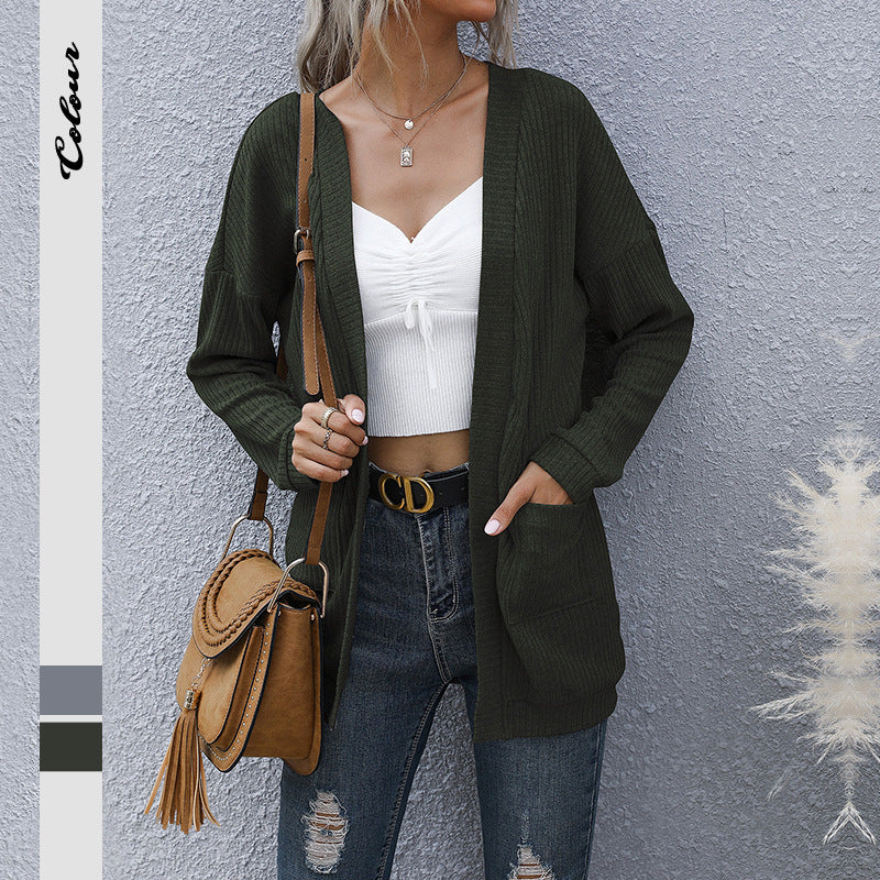 Basic Long Sleeve Sweater Cardigan